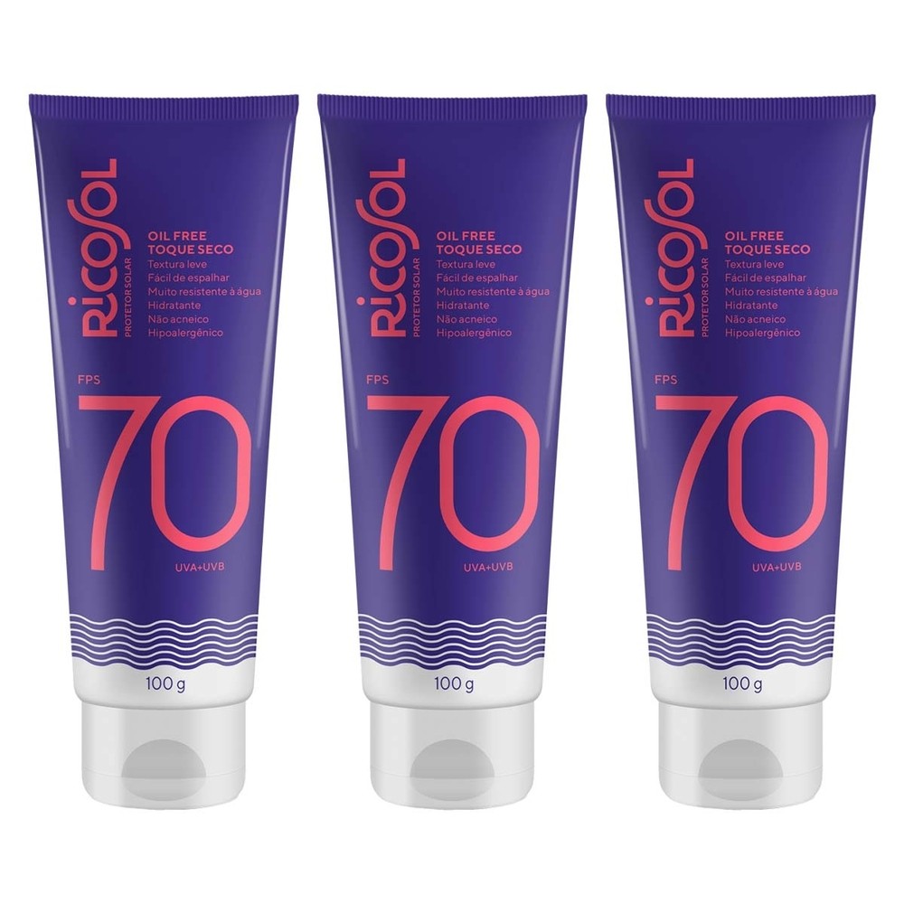 Kit 3 und Ricosol Protetor Solar Fps 70 100 G — Skincare