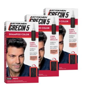 Kit 3x unidades Grecin 5 Shampoo Tintura Tonalizante Preto 60ml Cobre