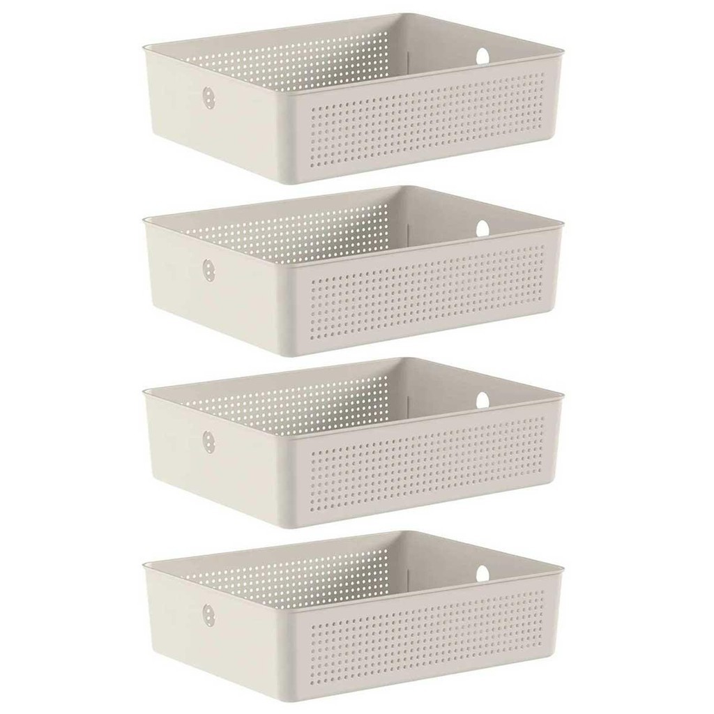 Kit 4 Cestos 8,2L Organizador OU Flow 9cm x 27cm x 34cm