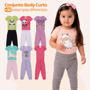 Kit 4 Peças de Roupas para Bebê Menina Kit 2 Body Roupa Infantil Bebê