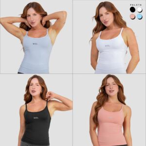 Kit 4 Regata Camiseta Alcinha Fitness Feminino Liso Poliamida Tank
