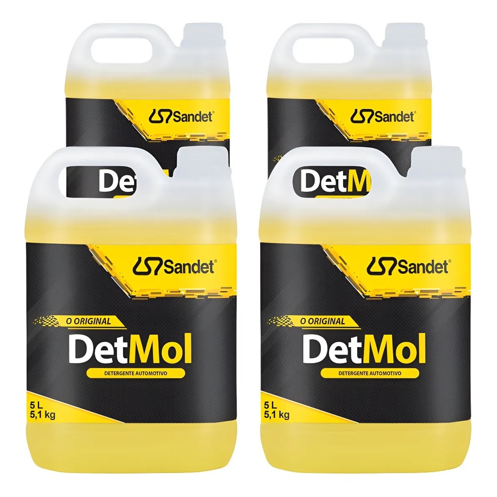 Kit 4 Shampoo Detergente Det Mol Sandet Galao 5L Lava Moto Carro bike