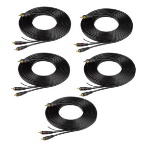 Kit 5 Cabo Rca Ouro 5MM Permak Para Som Automotivo