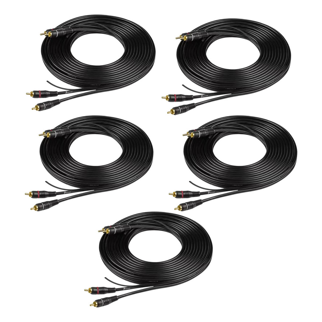 Kit 5 Cabo Rca Ouro 5MM Permak Para Som Automotivo
