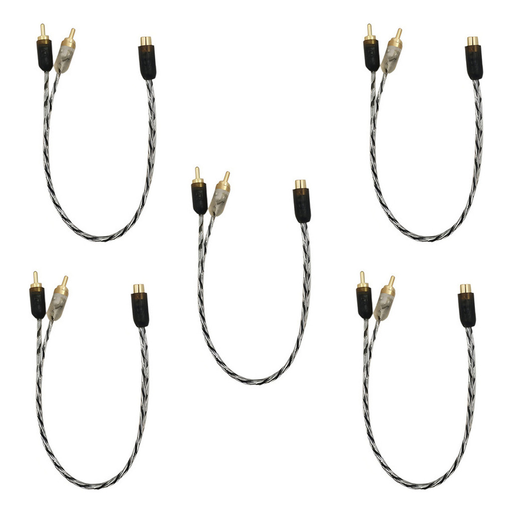 Kit 5 Cabos Y Rca Injetado 2 Machos Taramps Para Som Automotivo