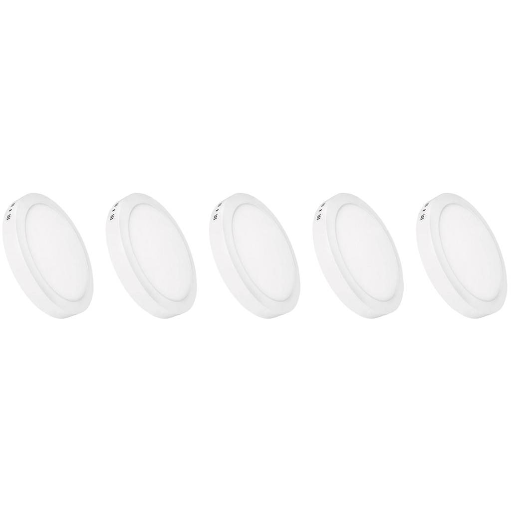 Kit 5 Luminária Painel Plafon Led Sobrepor Redondo 12w Bivolt
