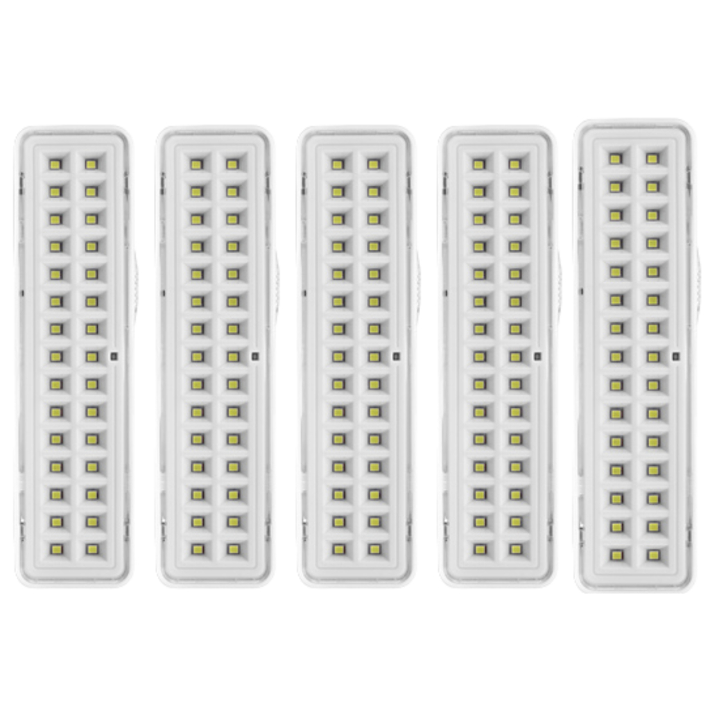 Kit 5 Luminárias De Emergência 30 Leds Bivolt Recarregável Elgin