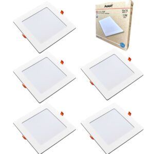 Kit 5 Painéis Plafon Quadrado Embutir 12W Luz Branca 6500K Luminária