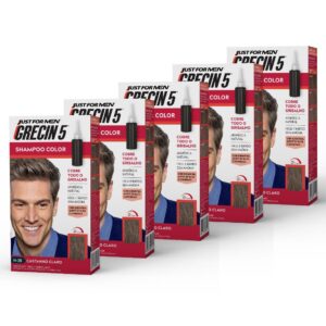 Kit 5x unidades Grecin 5 Shampoo Tintura Tonalizante Castanho Claro
