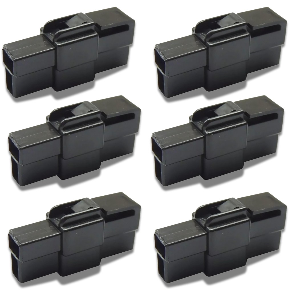 Kit 6 Peças Conectores 2 Vias Com Trava Para Som Automotivo