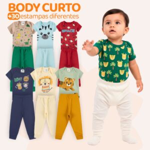 Kit 6 Peças de Roupas para Bebê Menino Kit 3 Body Roupa Infantil Bebê