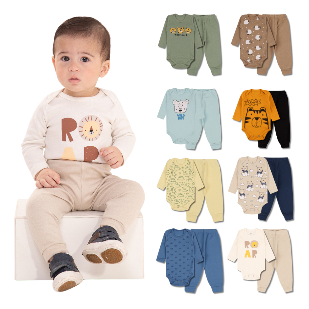 Kit 6 Peças de Roupas para Bebê Menino Kit 3 Body Roupa Infantil Bebê