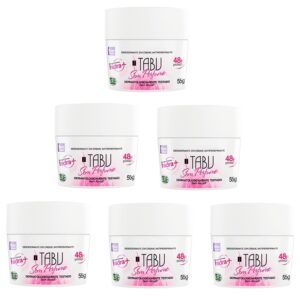 Kit 6 unid Desodorante Creme Antitranspirante Tabu Sem Perfume 55G