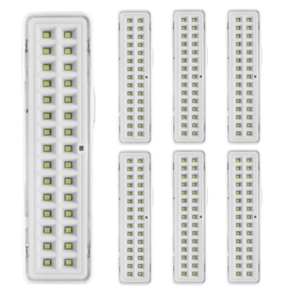 Kit 7 Luminárias De Emergência 30 Leds Bivolt Recarregável Elgin