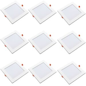 Kit 9 Painéis Plafon Quadrado Embutir 12W Luz Branca 6500K Luminária