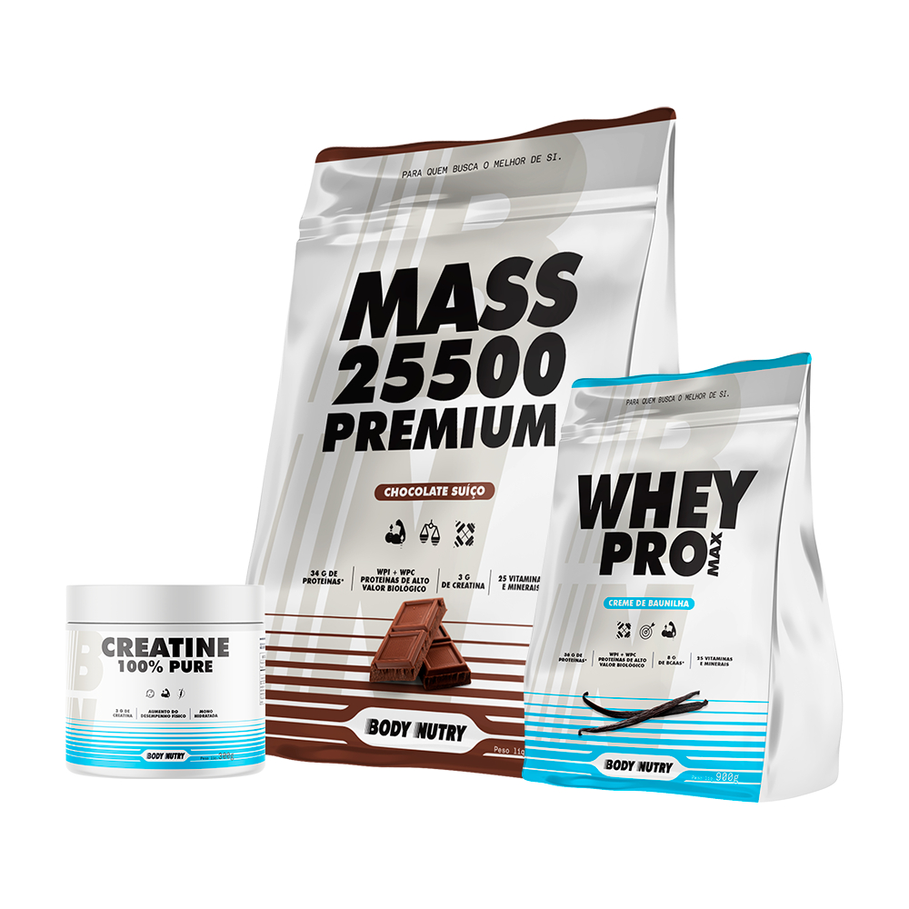 Kit Academia Completo (Hipercalórico Whey Creatina 100% Pura) Body