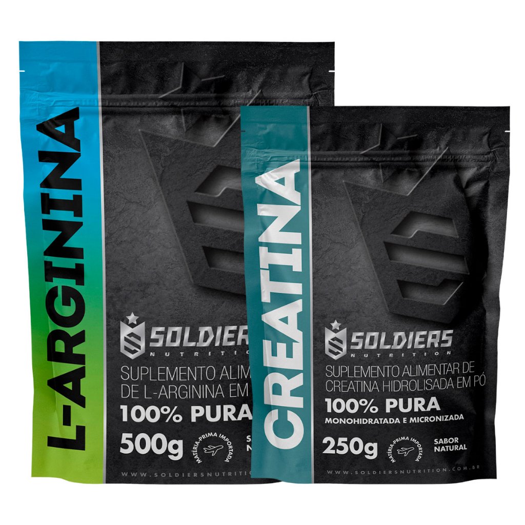 Kit Arginina 500g Creatina 250g Soldiers Nutrition