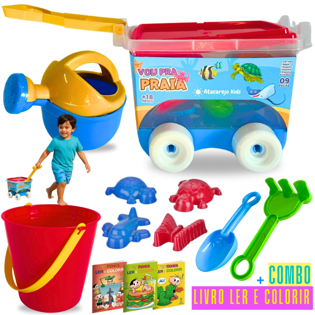 Kit Baldinho Praia Com Carrinho 9 Peças Brinquedo Infantil — Games e Brinquedos