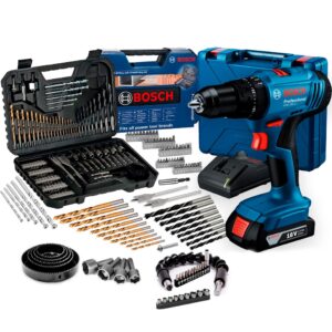 Kit Bosch Parafusadeira Furadeira 18V Gsb C Carregador Maleta 103 Pçs