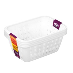 Kit Cesto Organizador Plástico com Furação Branco 3L Leve 4 Pague 3