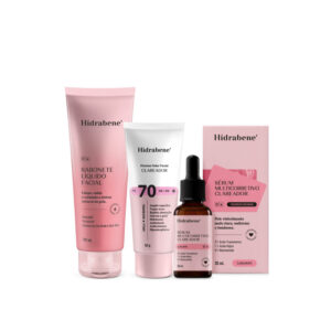 Kit Clareador Facial Sabonete Líquido Protetor Solar Clareador 70 Fps