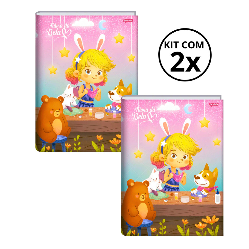 Kit Com 02 Cadernos Brochura 80 Folhas Turma da Bela Jandaia