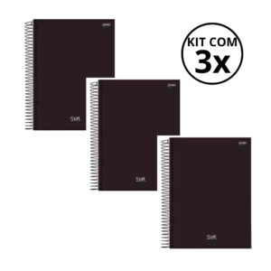 Kit Com 03 Cadernos Universitário 20 Matérias Stiff Jandaia Kit 03