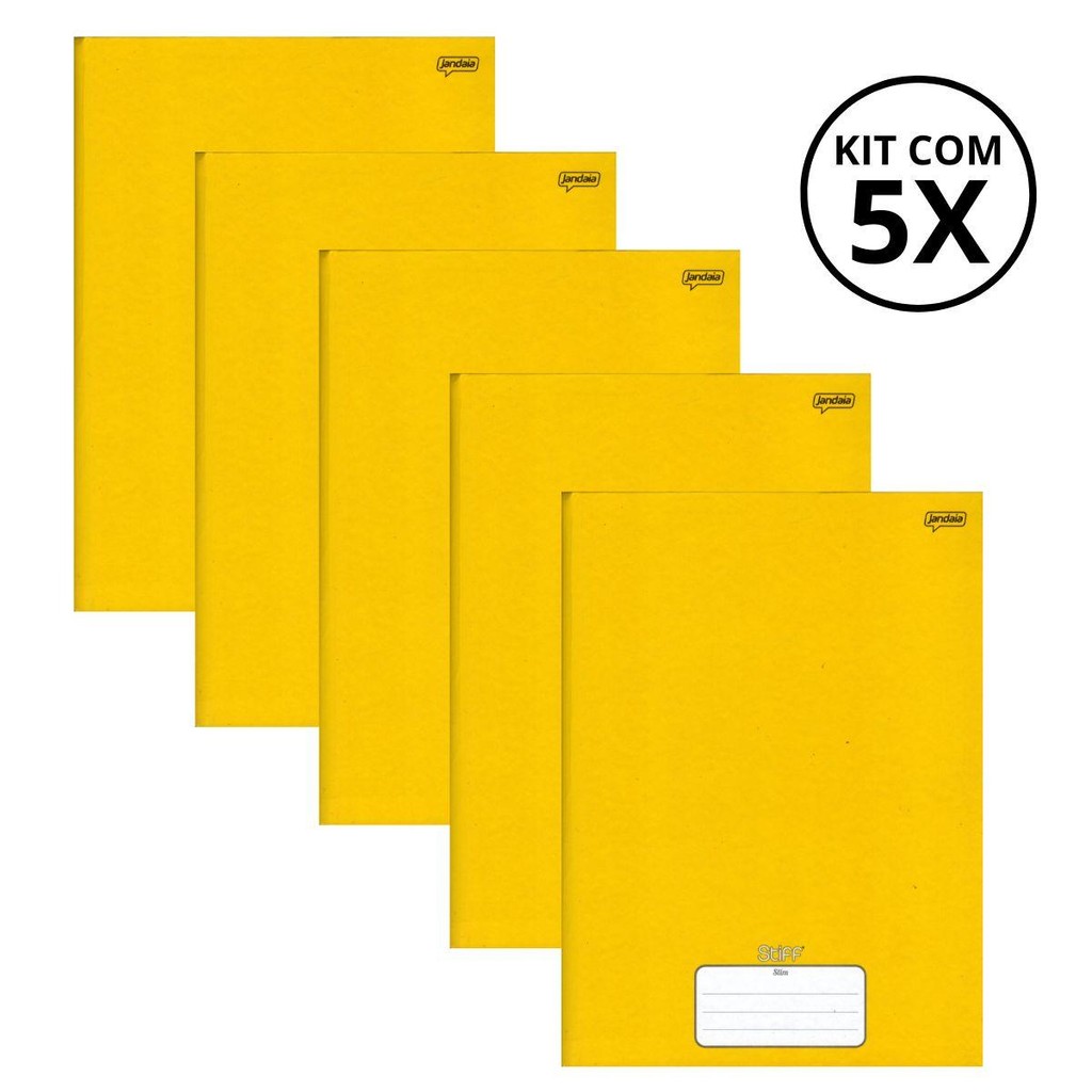 Kit Com 05 Caderno Brochura 80 Fls Capa dura Stiff Kit: Amarelo