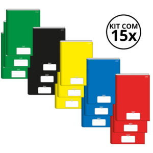 Kit Com 15 Caderno Brochura 80 Fls Pautado Capa Dura Stiff