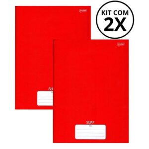 Kit Com 2 Caderno Brochura 96 Fls Pautado Capa Dura Stiff Cor:vermelho