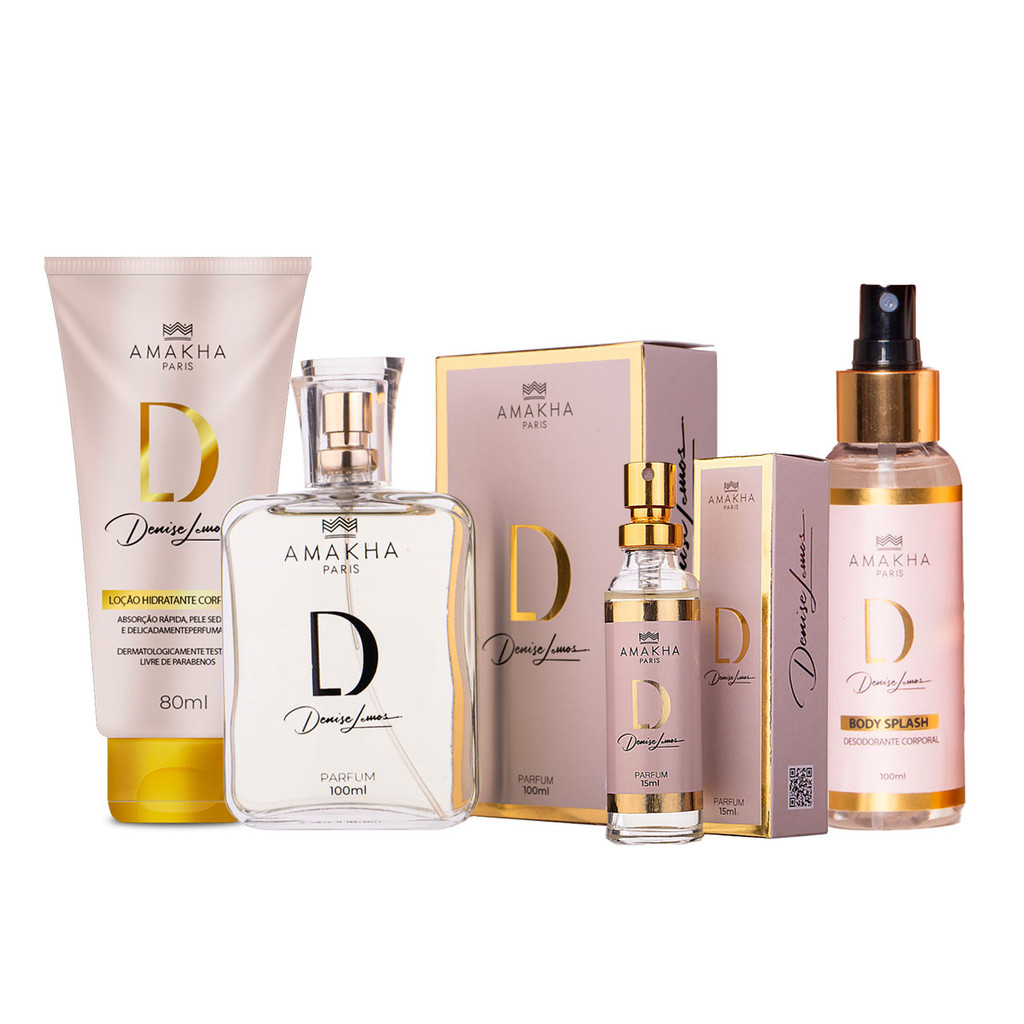 Kit Completo D by Denise Lemos Perfumes 15ml e 100ml Hidratante Body
