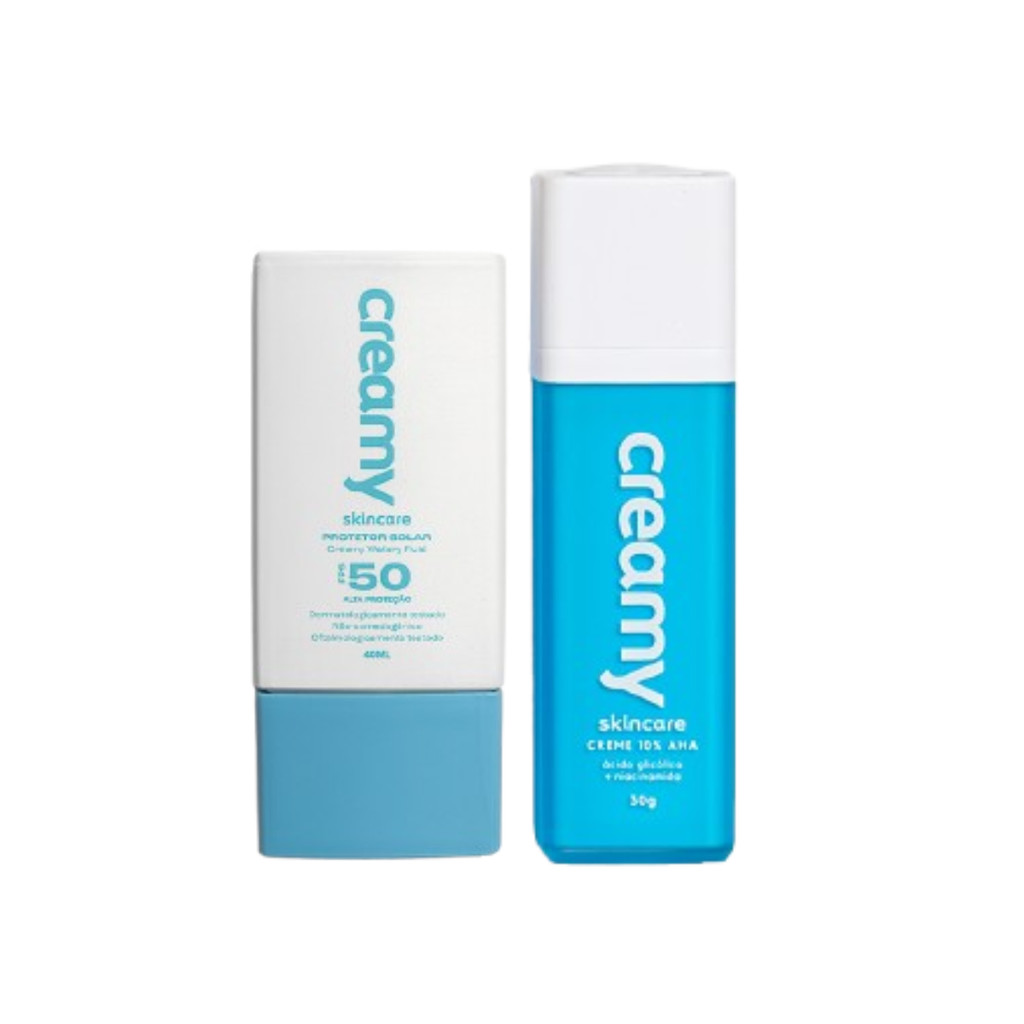 Kit Creamy Rotina Noite e Dia Ácido Glicólico 10% Niacinamida
