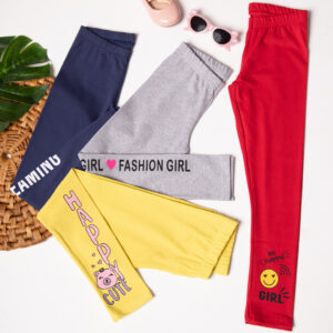 Kit de 4 Calças Leggings de Cotton Cores Sortidas para Meninas