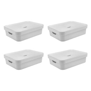Kit de caixa organizadora com tampa Ou 4 peças 10,5L Linha Cube Branco