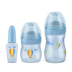 Kit de Mamadeira Primeiros Passos 50 150 240ml Azul Lillo