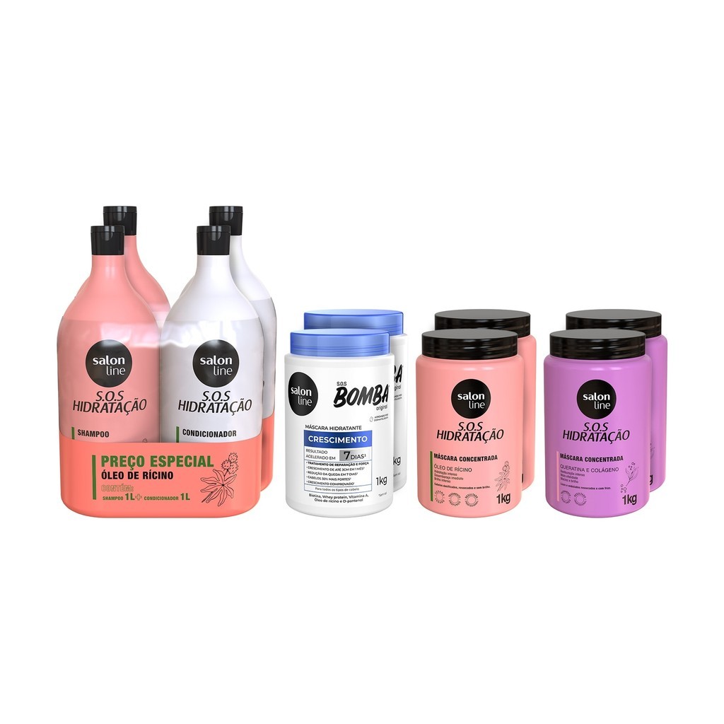Kit Duplinha Cronograma Capilar Shampoo e Condicionador Turbinado 1L