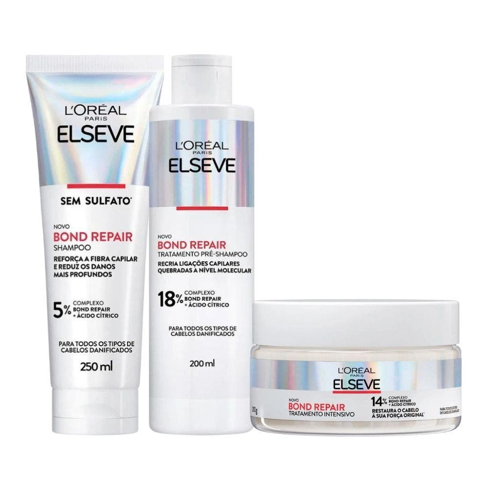 Kit Elseve Bond Repair: Pré-Shampoo Shampoo Creme Reconstrução