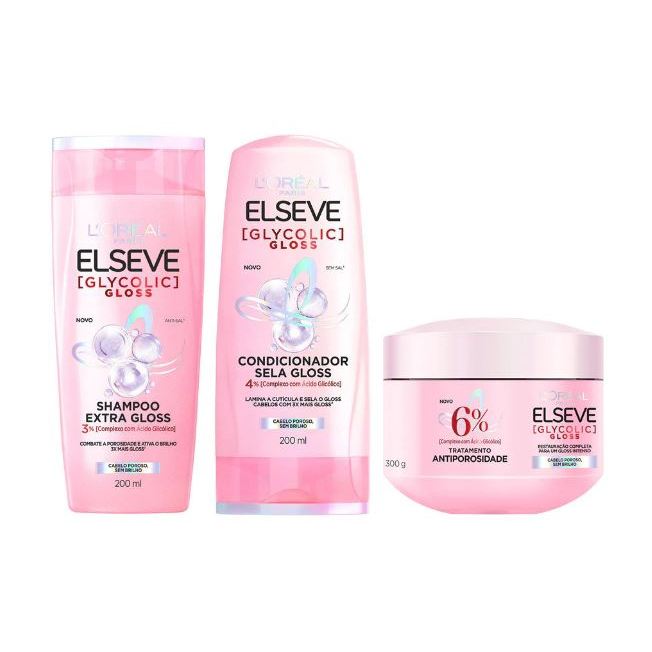 Kit Glycolic Gloss Elseve L'Oréal Paris Shampoo 200ml Condicionador
