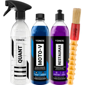 Kit Limpa Motor Lavagem Shampoo Moto-V Restaurax Vonixx 500ml