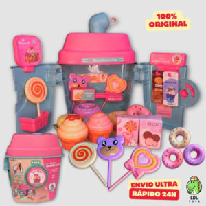 Kit Maleta Sobremesa Infantil 3 Em 1 Com 22 Peças Cupcake Brinquedo