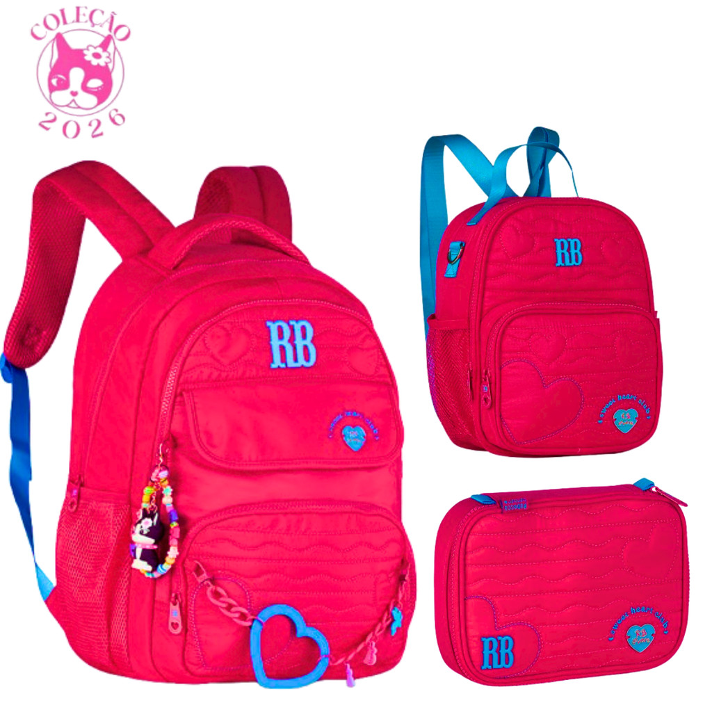 Kit Mochila de Costas Com Lancheira 2em1 e Estojo Rebecca Bonbon