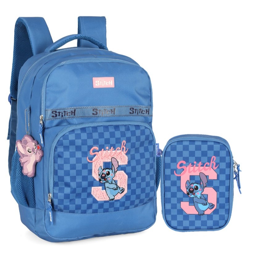 Kit Mochila Estojo Stitch Azul Luxcel Oficial Disney — Bolsas e Mochilas
