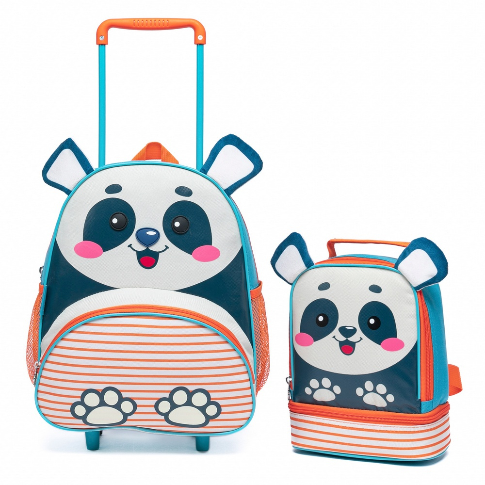 Kit Mochila Rodinhas Lancheira Infantil Espaçosa Escolar Passeio — Bolsas e Mochilas