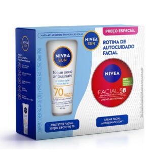 Kit Nivea Protetor Solar Toque Seco Fps70 Creme Antissinais