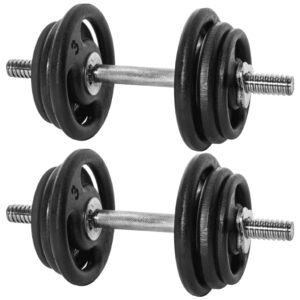 Kit Par De Halteres Barra Rosca 40cm 24Kg De Anilhas De Academia