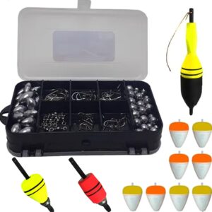 Kit Pesqueiro Com Boias Chumbos Anzóis Giradores Organizador