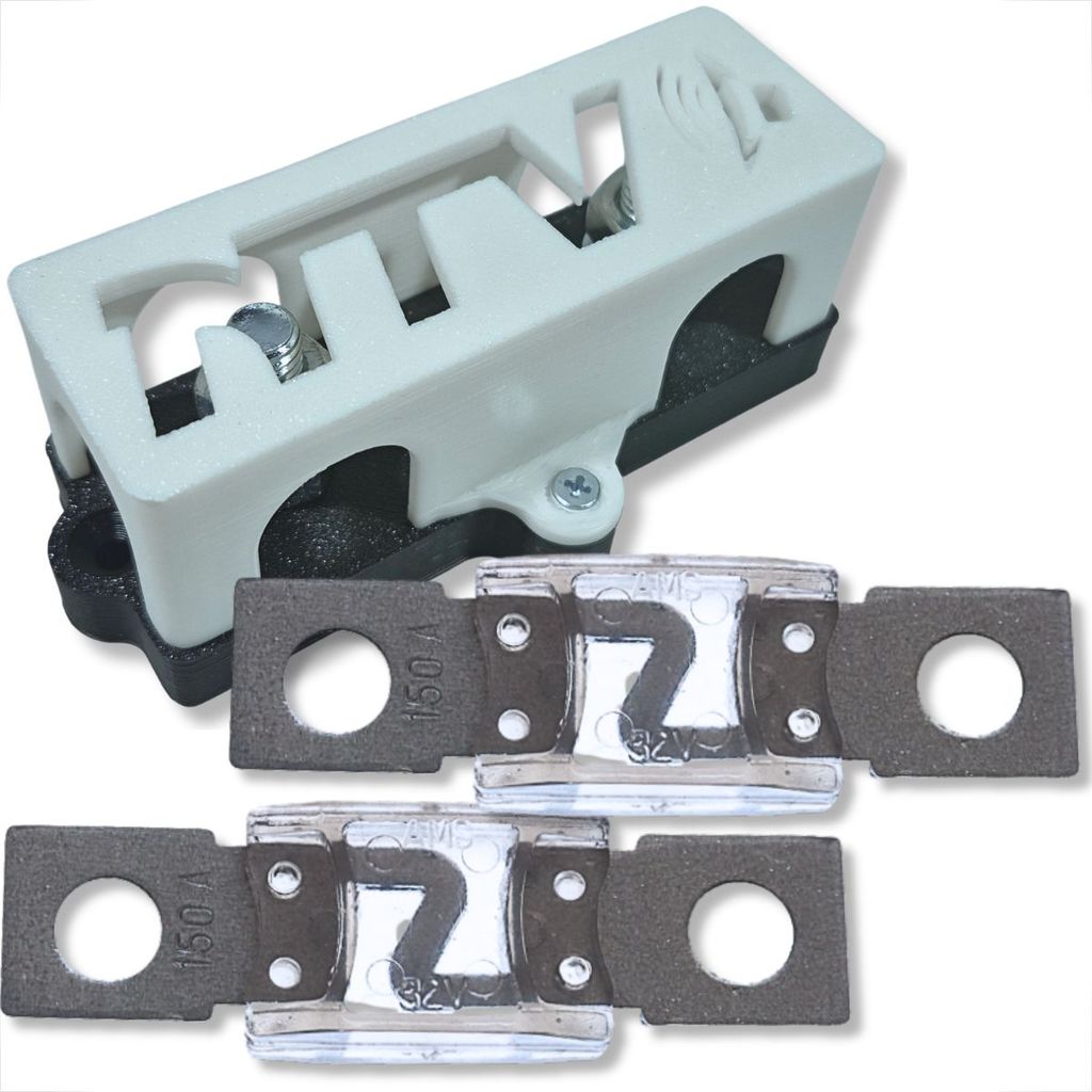 Kit Porta Fusível Mega 3 Vias Com 2 Fusíveis 150A Para Som Automotivo
