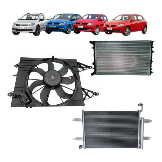 Kit Radiador Condensador Eletroventilador com Resistência VW G5 G6 G7
