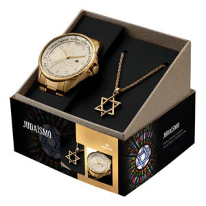 Kit Relógio Seculus Masculino Judaísmo com Colar 23702GPSKDA1K1