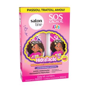 Kit Shampoo 300ml Condicionador 200ml Sos Cachos Kids Hidratação